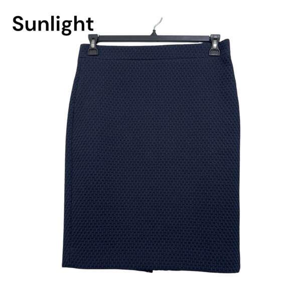 J Crew Women Navy Textured Lined Pencil Skirt SZ 6 Polyester Blend Office Wear - Picture 1 of 13